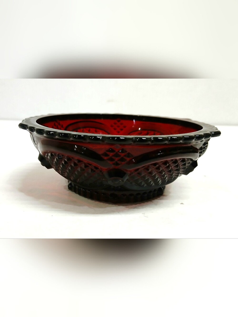 Vintage Deep Ruby Red Avon Cape Cod Glass Condiment Bowl